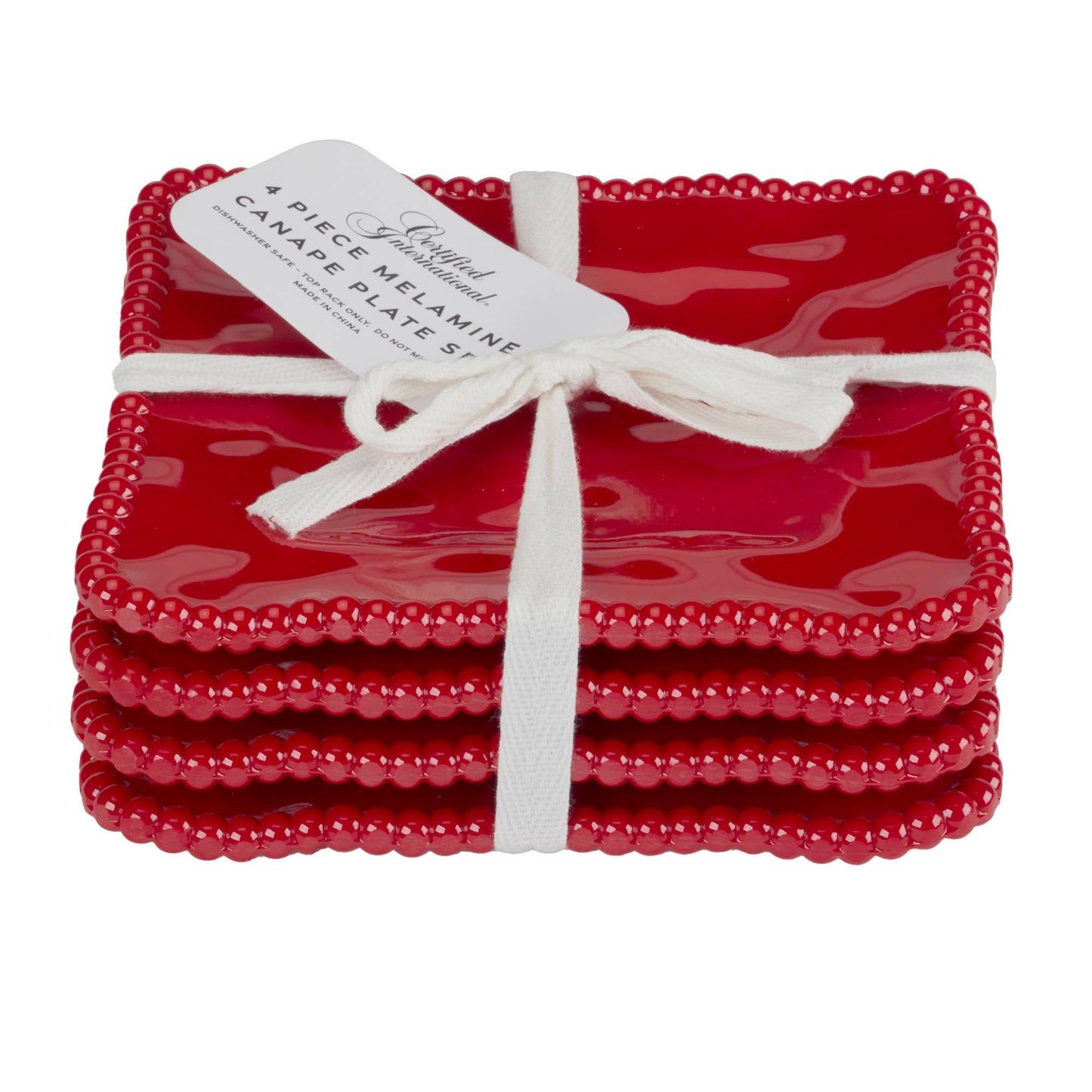 Perlette Canape Plates -Red- Melamine S/4