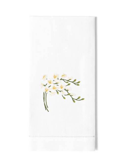 Orchid Spray White Hand Towel