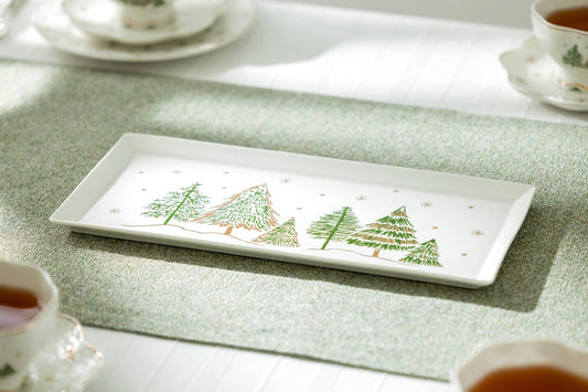Christmas Pine Tree Fine Porcelain Serving Tray - 14" L