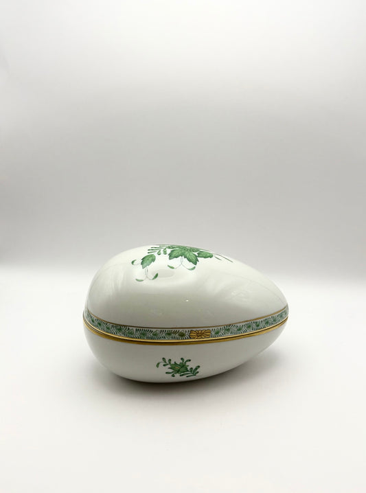 Herend Extra Large Egg Chinese Bouquet Gren
