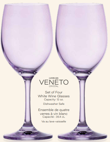 Set of Four Veneto White Wine Glasses: Ballet Pink