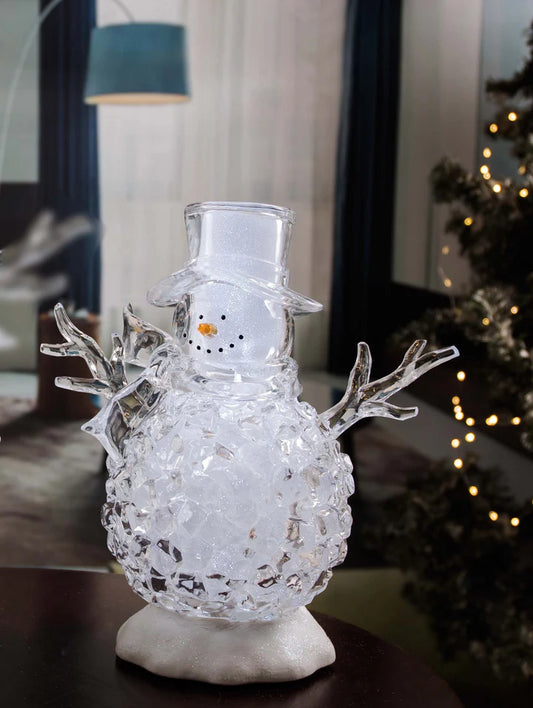 Ice Cube LED Snowman w/ Top Hat