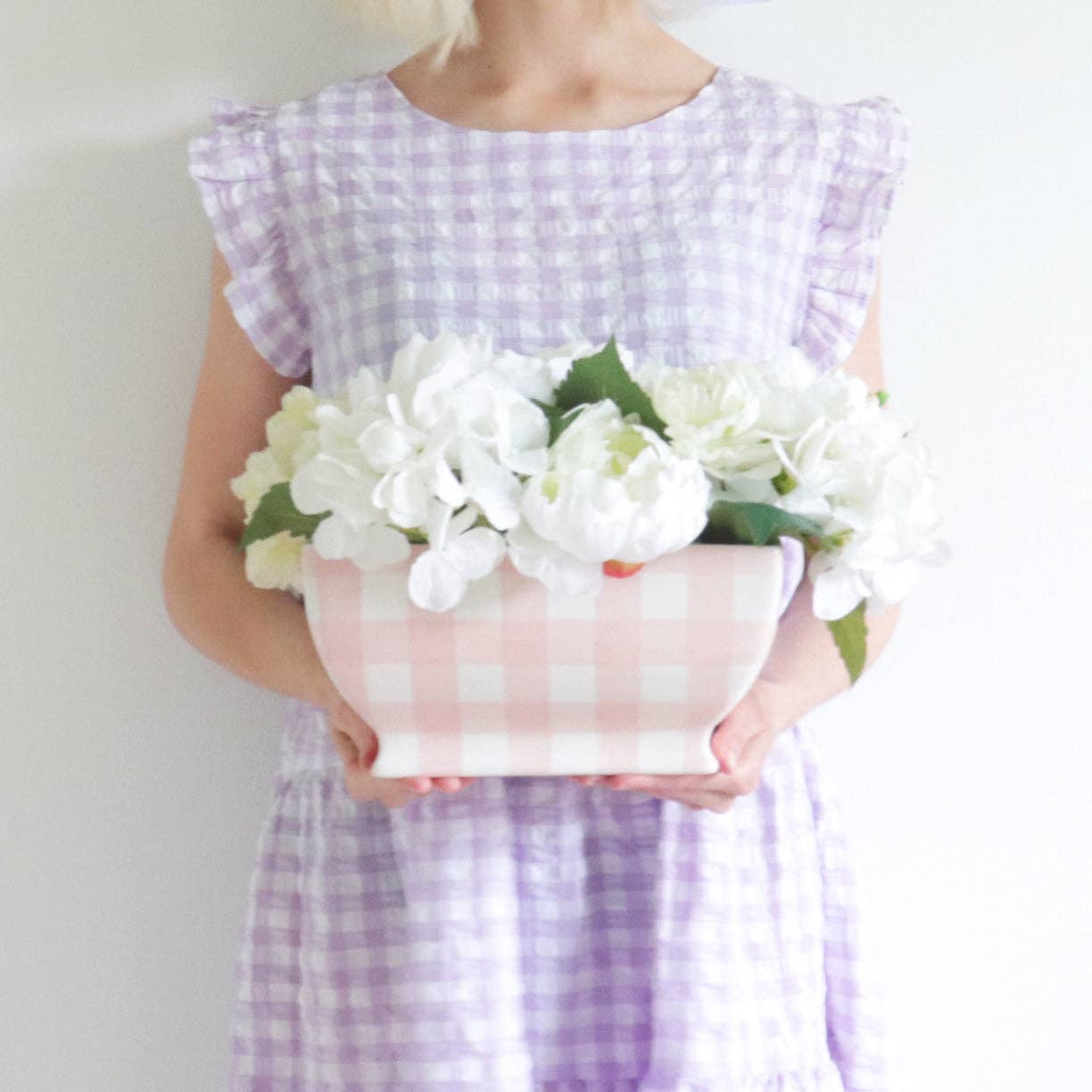 Gingham Planter: Pink