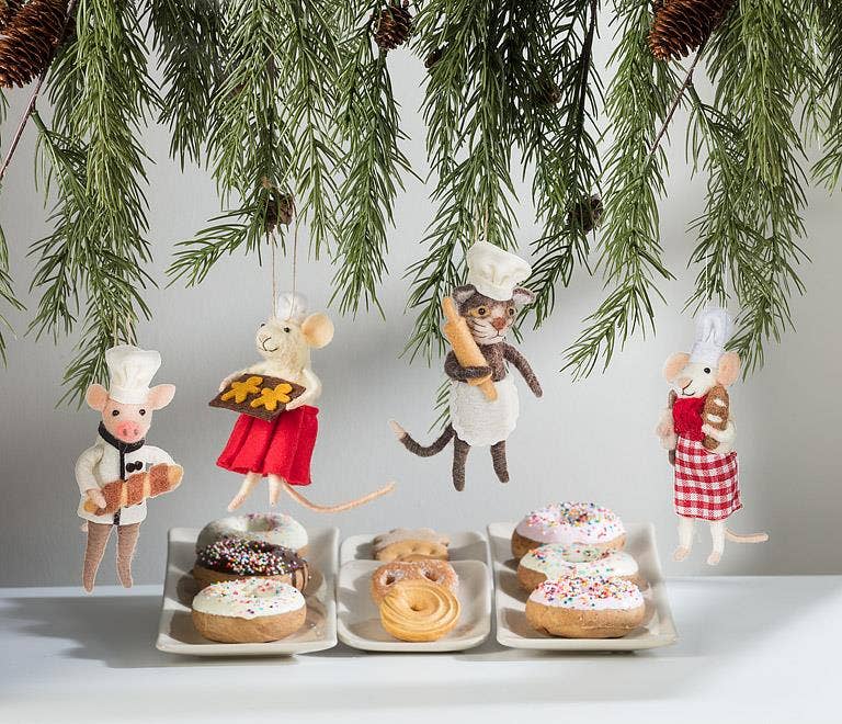 Pastry Chef Mouse Ornament-Red-6"H