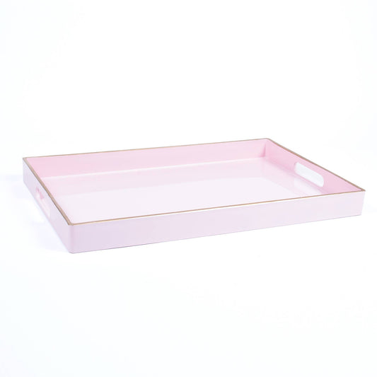 Pink Rectangular Tray w Gold Edge Trim