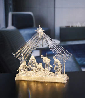 Clear Crystal Acrylic LED Manger/Nativity Scene