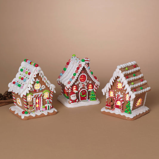 Lighted Clay Dough Gingerbread House 6.5"H