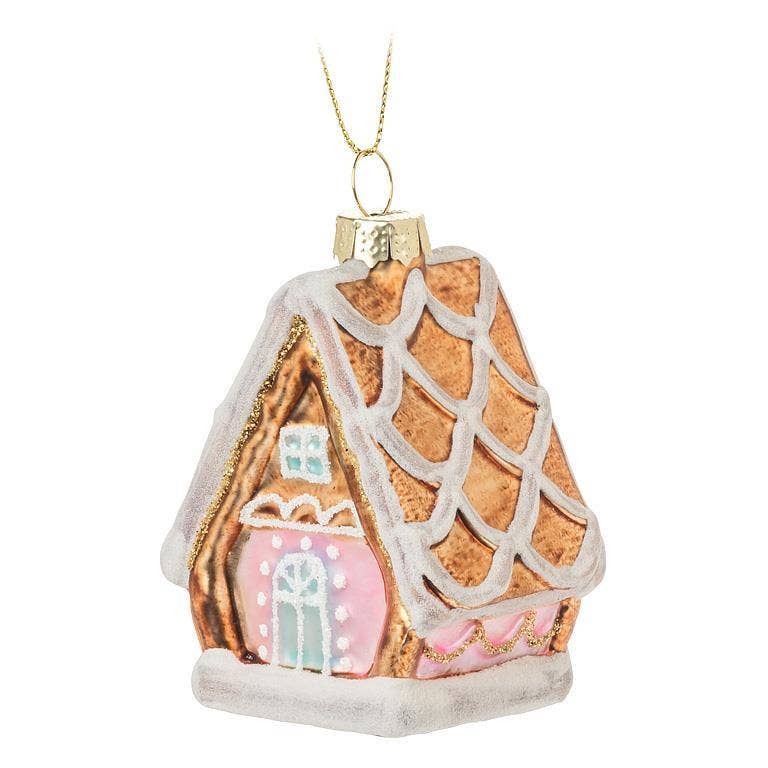 Mini Gingerbread House Ornament - Glass