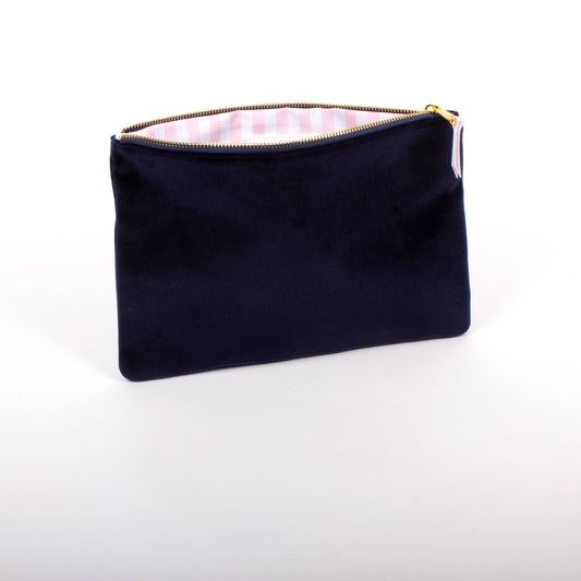 Lg. Navy Velvet Flat Pouch