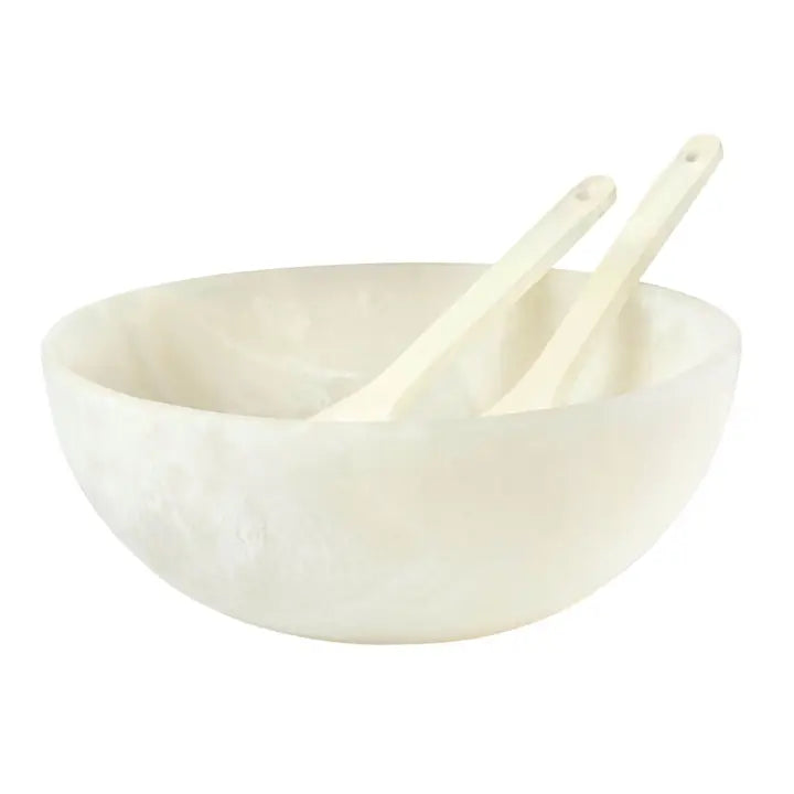 Lucente Resin Matte White Salad Serving Utensils Set