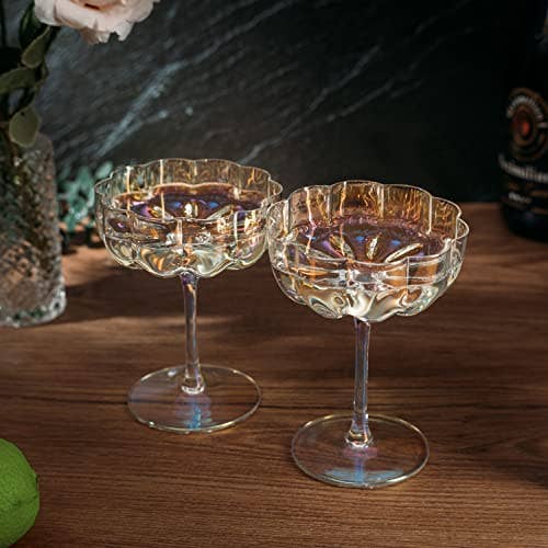 Iridescent Flower Coupes S/2