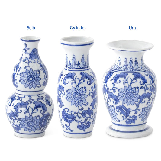 Blue & White Ceramic Chinoiserie Bud Vase