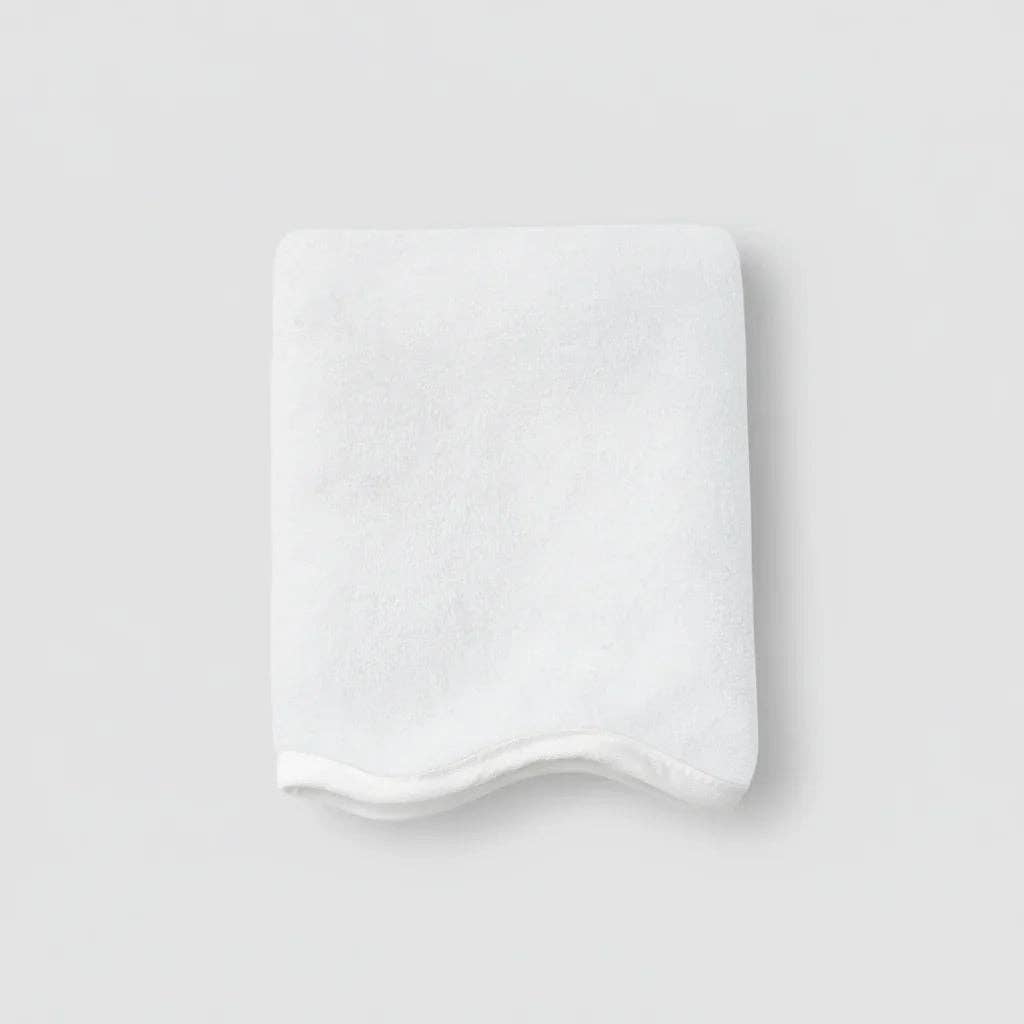 6pc Scallop Bath Towel Sets: White Piping