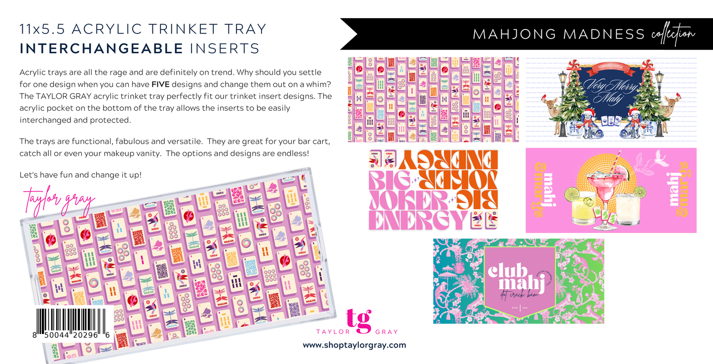 5.5x11 MAHJONG MADNESS trinket tray insert set of 5