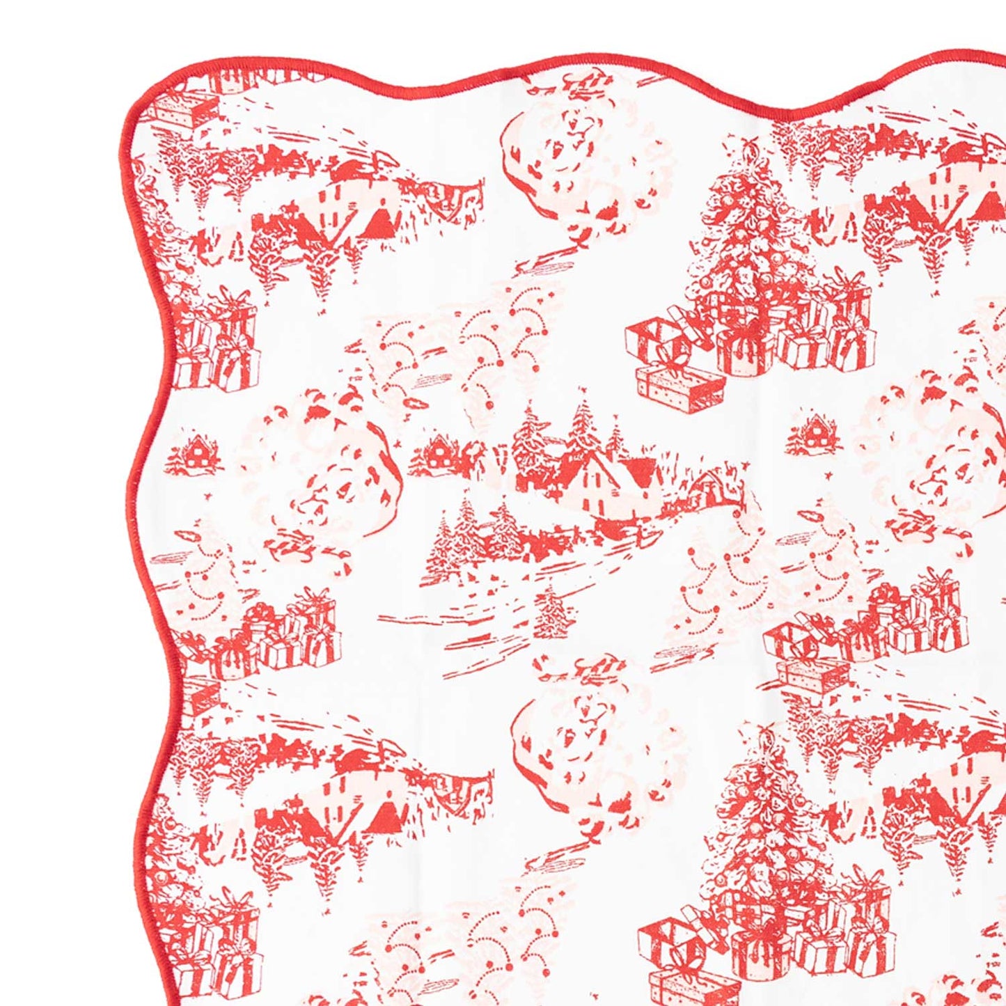 Santa Toile Scalloped Dinner Napkin, S/4