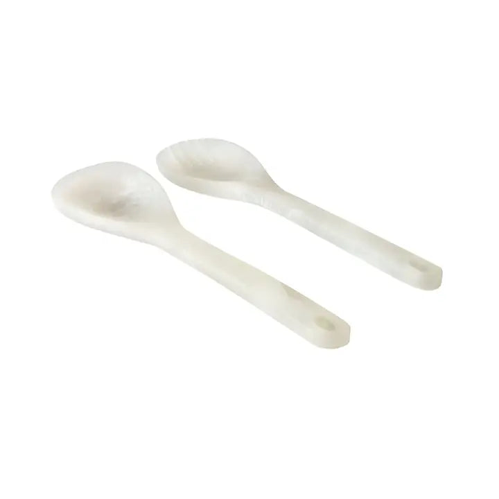 Lucente Resin Matte White Salad Serving Utensils Set
