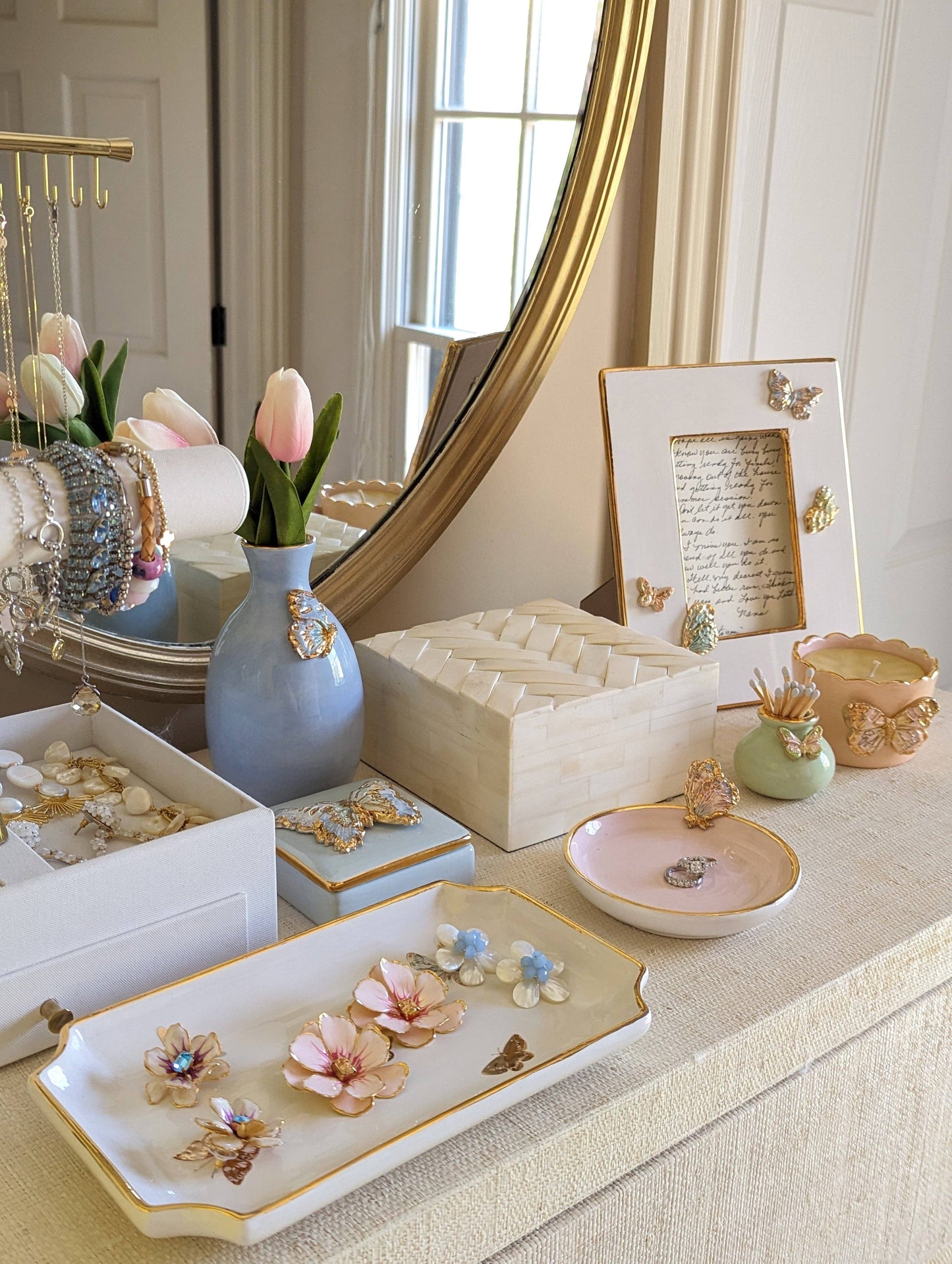 Medium Gilded Butterflies Trays with 22K Gold Accent