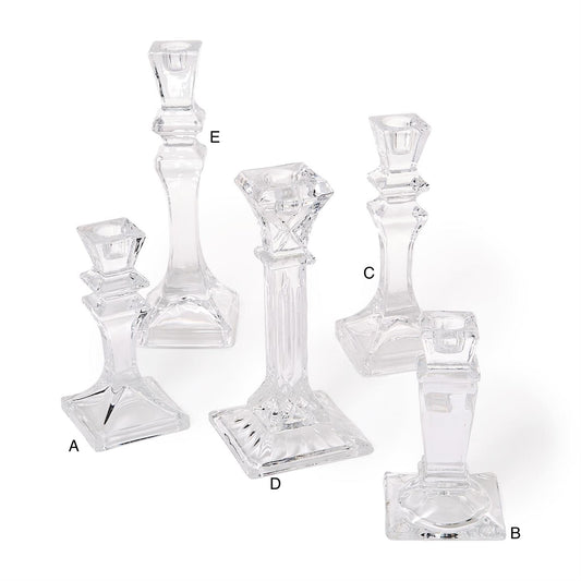 Clear Glass Taper Candlestick Candleholders