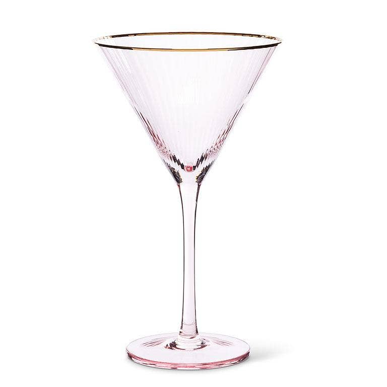 Pink Martini Glass Gold Rim, Set of 4