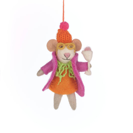 Handmade Felt Margie the Merry Mouse Christmas Decoration