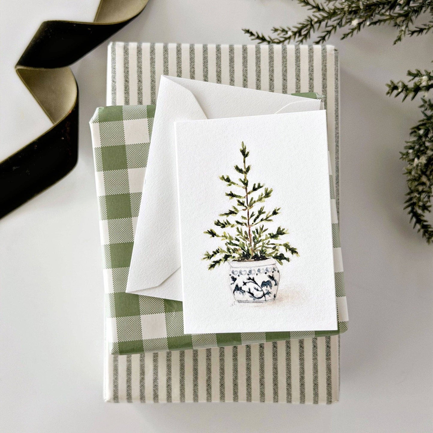 Blue Potted Tree Mini Notecard