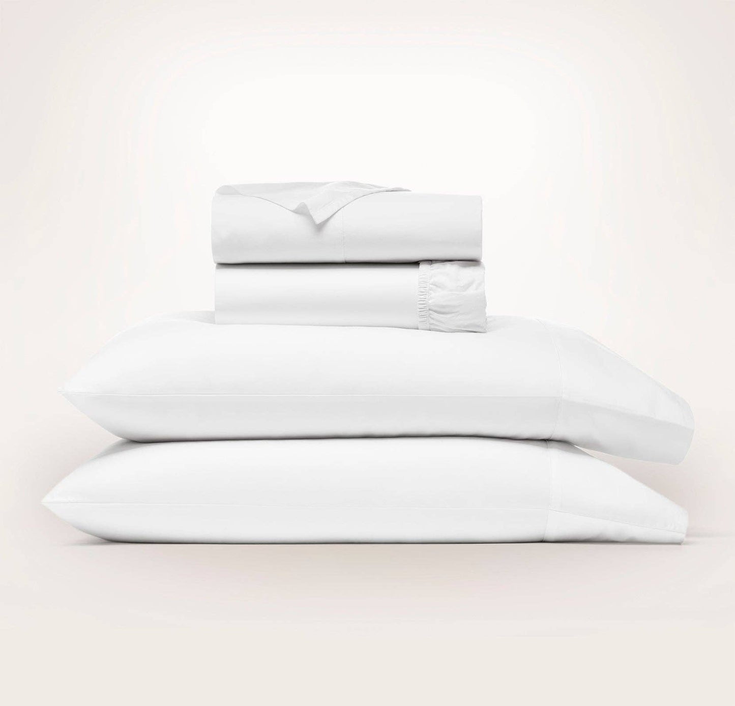 Percale Hemmed Sheet Set: White / Queen