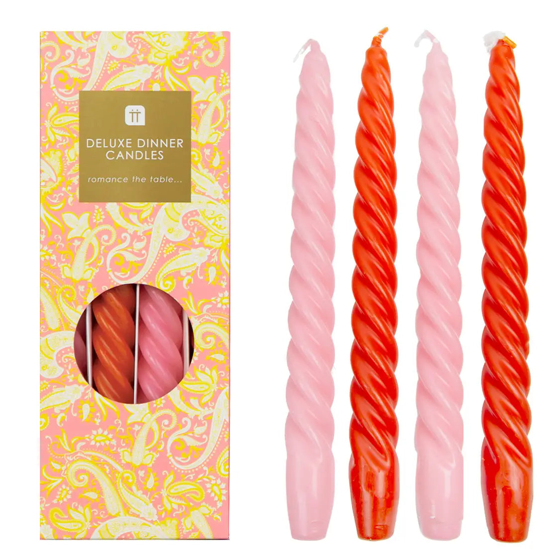 Orange & Pink Spiral Candles S/4