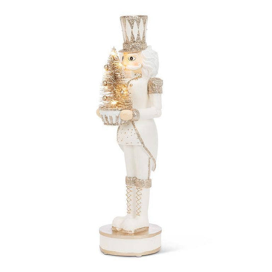 White Nutcracker with LED Tree-15"H