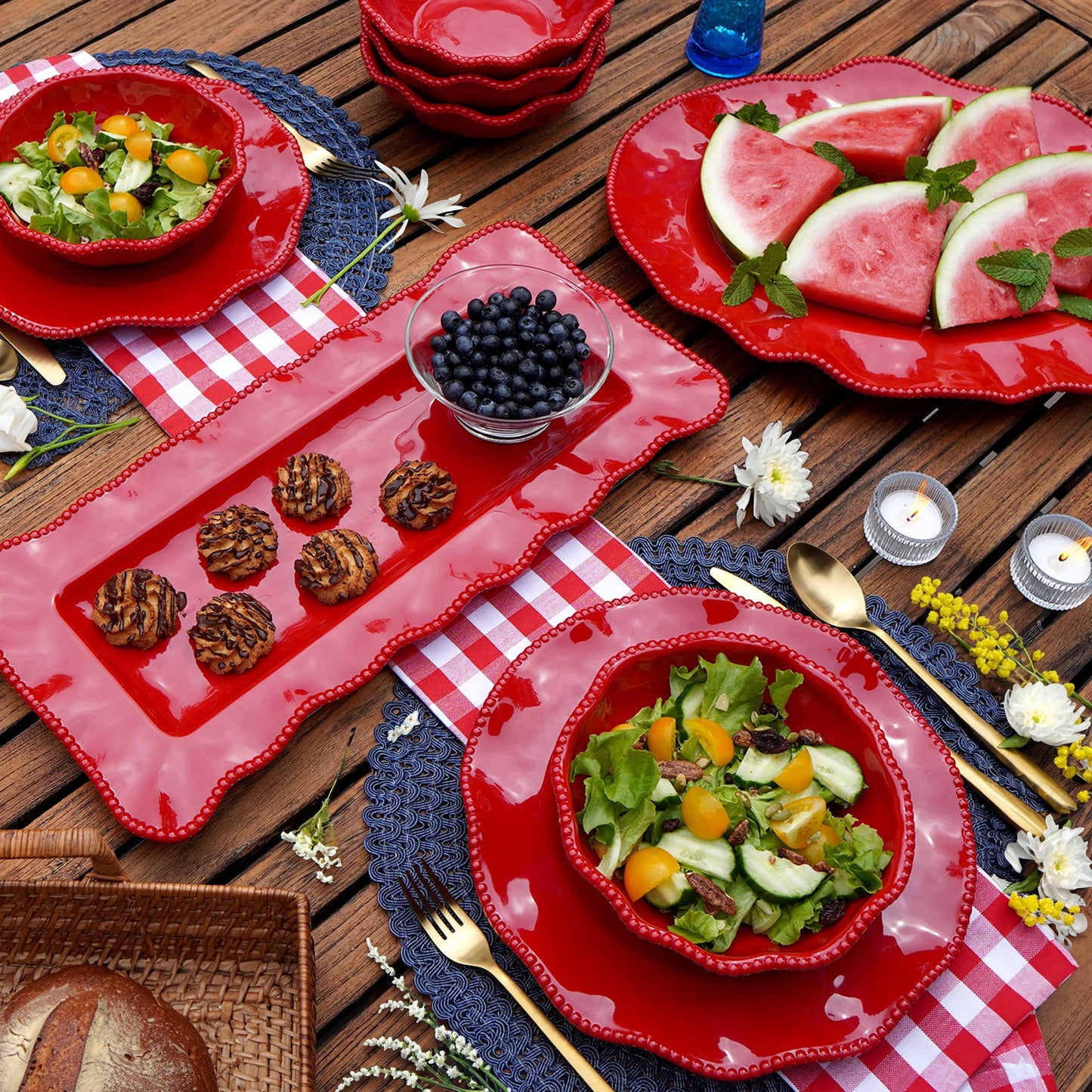 Perlette Oval Platter -Red- Melamine