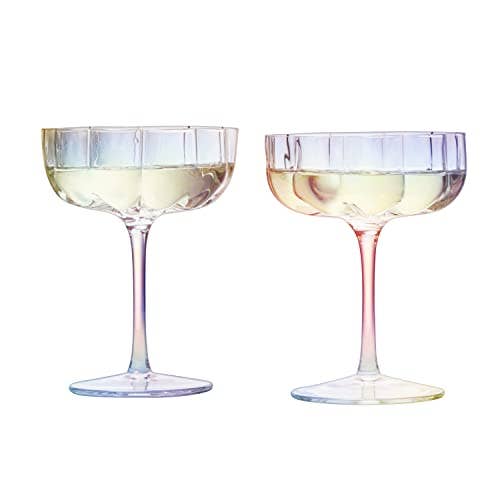 Iridescent Flower Coupes S/2