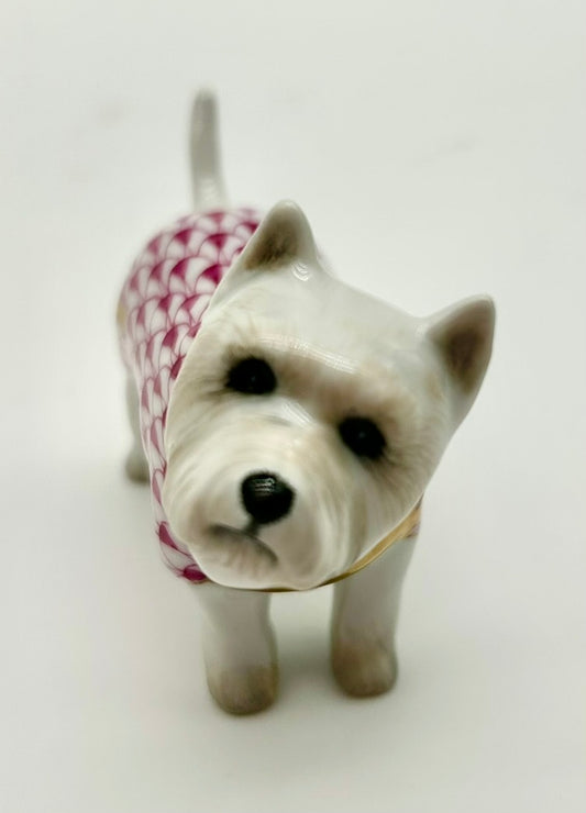 Herend Westie in Sweater - Raspberry