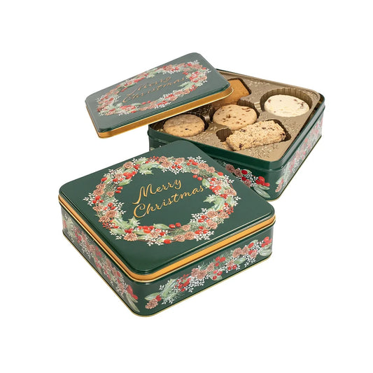 Christmas Wreath Tin of Biscuits