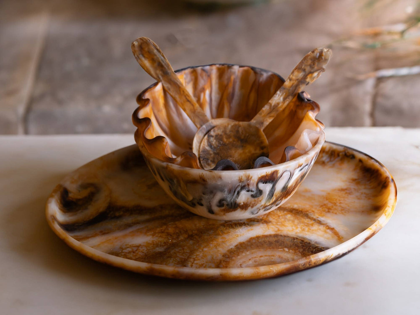 Tortoiseshell Salad Servers S/2