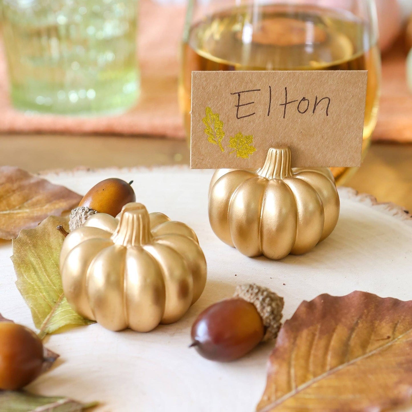 Harvest Gold Pumpkin Place Card Holder, Set of 6