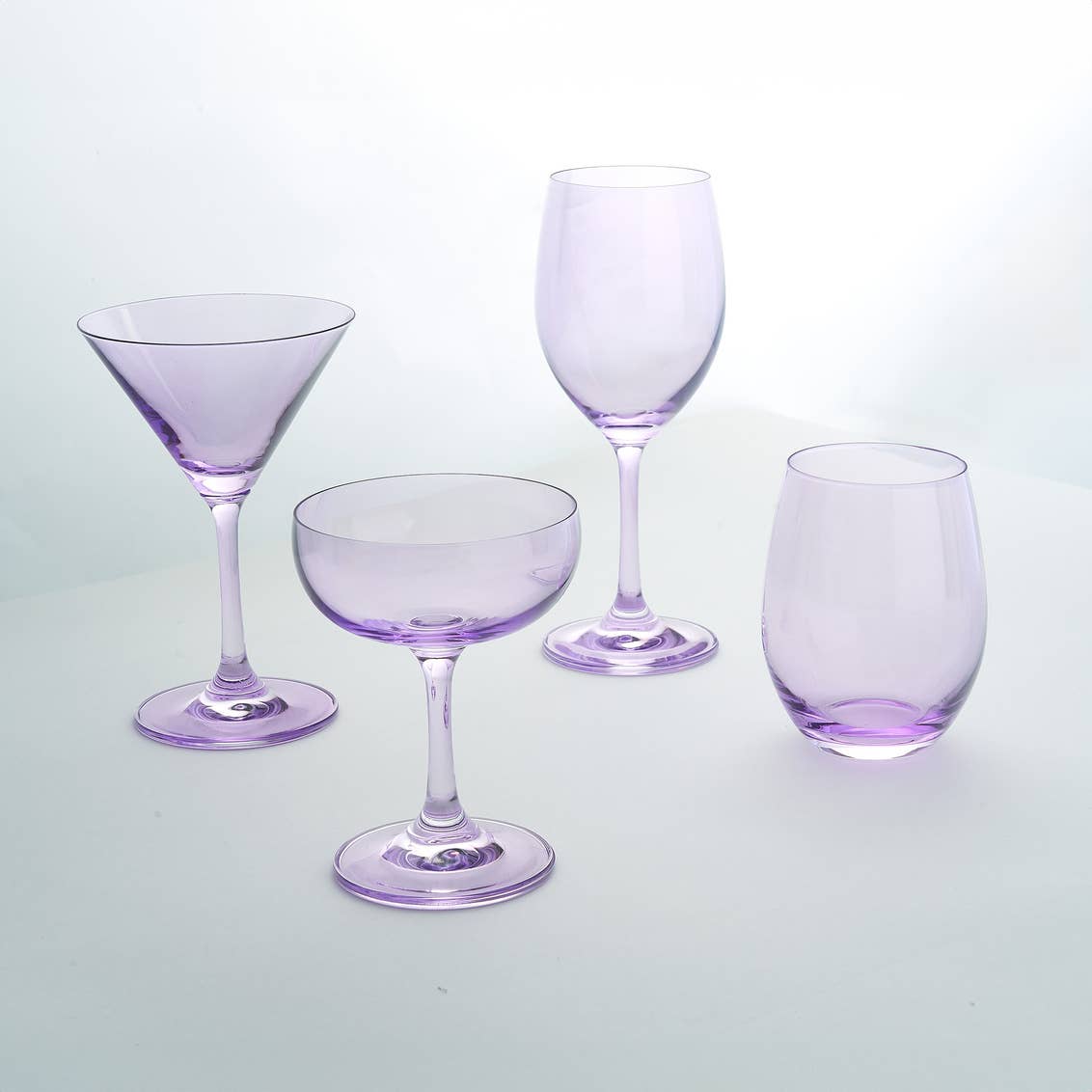 Set of Four Veneto White Wine Glasses: Amethyst