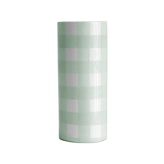 Gingham Column Vase: Sea Glass Green