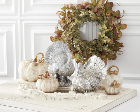 Gold & Cream Swirl Glass Pumpkin