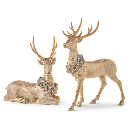 Gold Deer w/ Wreath - S/2
