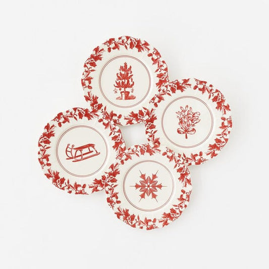 Yuletide Scalloped Plate 8", Set of 4