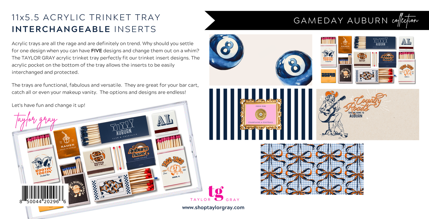 5.5x11 GAMEDAY AUBURN trinket tray insert S/5