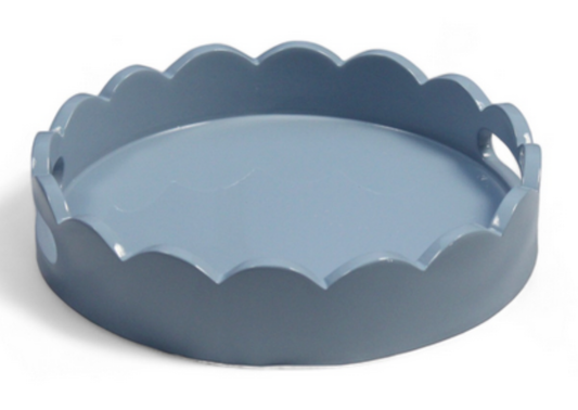 Soft Blue Round Lacquered Tray: Small
