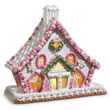 Pink Ball Garland Gingerbread House - 11.5"