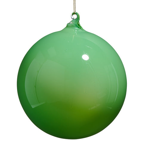 Green Opaque Blown Glass Ornament - 5"
