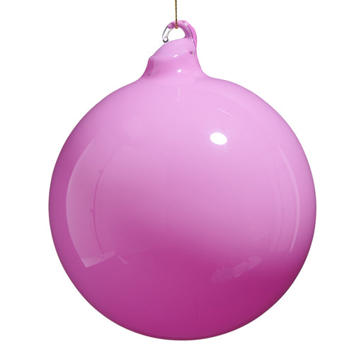 Pink Opaque Blown Glass Ball Ornament - 5"