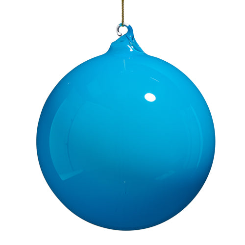 Blue Opaque Blown Glass Ball Ornament - 5"
