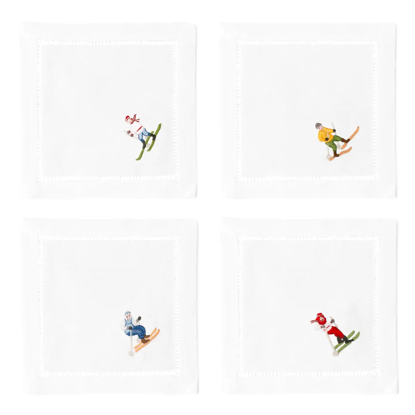 Skiers Cocktail Napkins, Set of 4