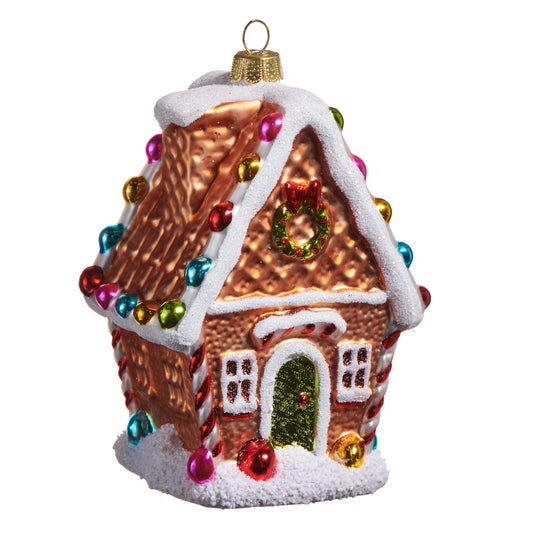 Brown Gingerbread House Ornament - 4.75"