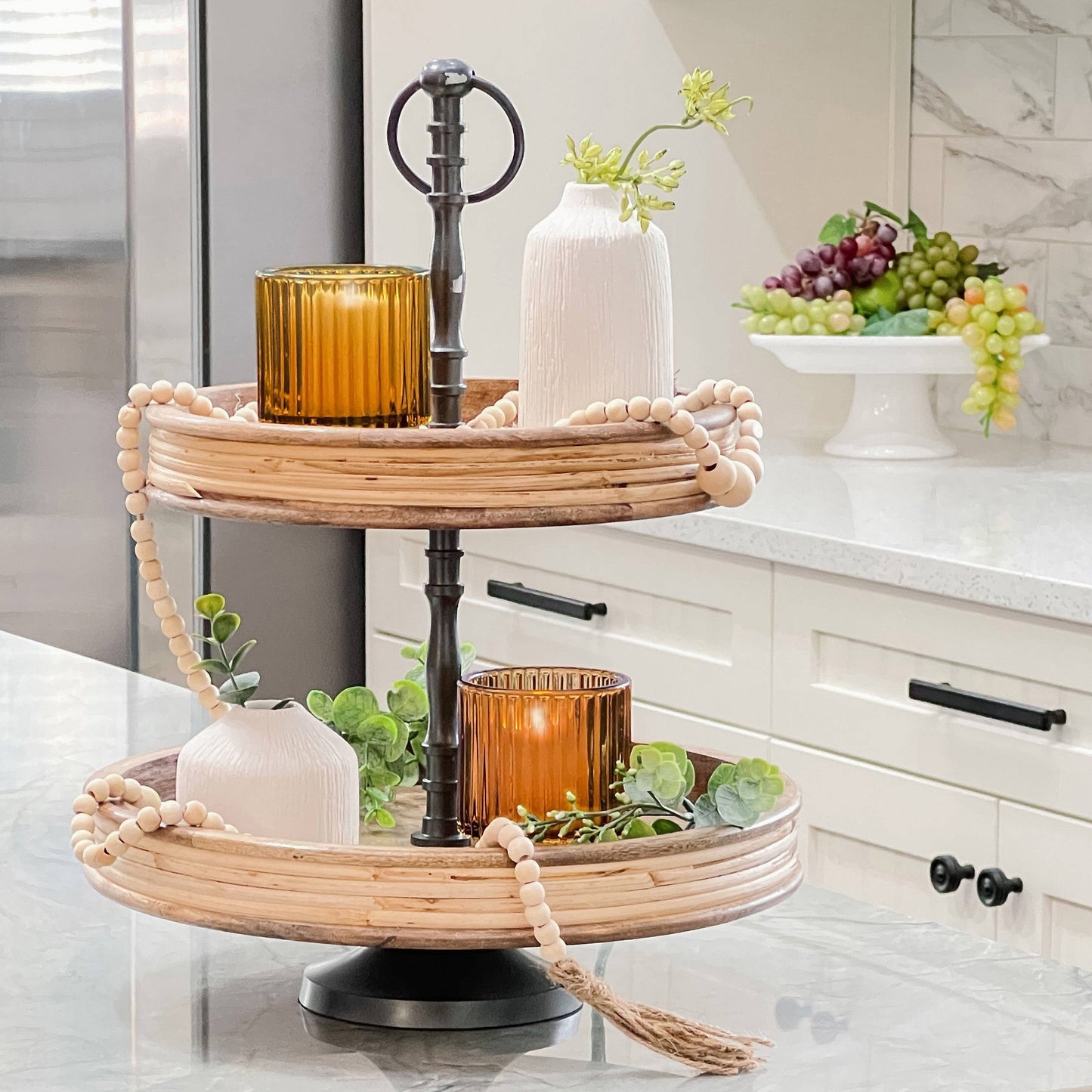 Ribbed Amber Glass Votive Candle Holder