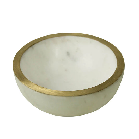 Loren Marble Small Bowl w/ Brass Edge