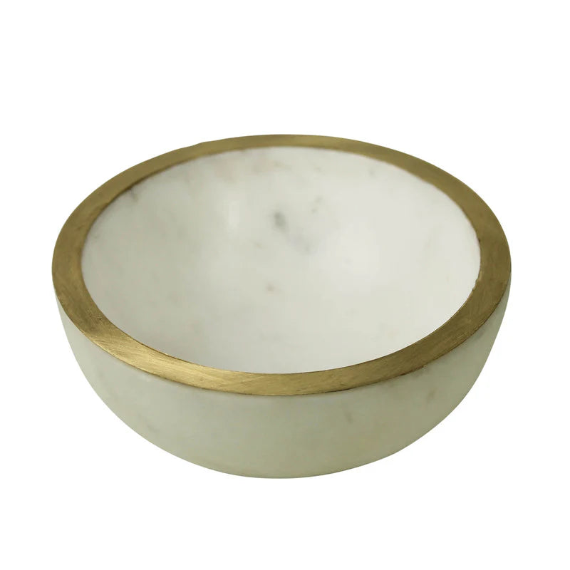 Loren Marble Small Bowl w/ Brass Edge